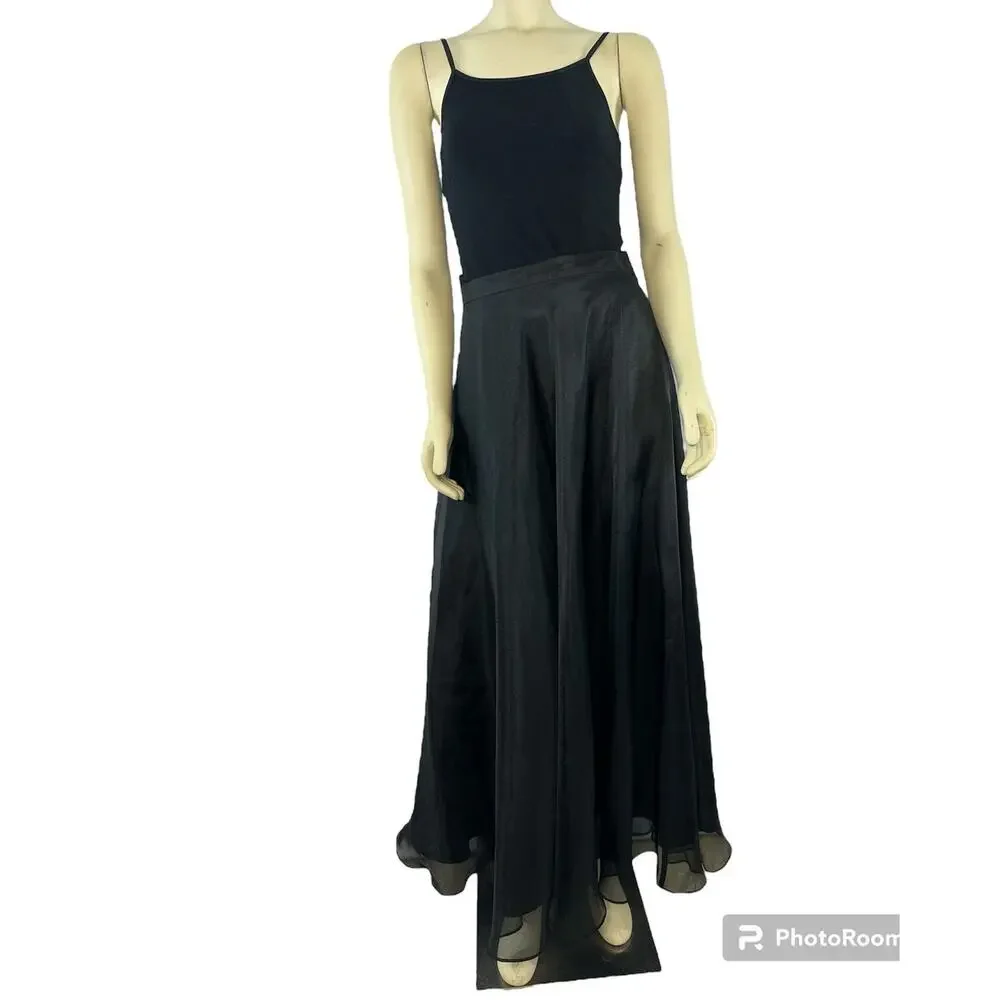 Vintage J.B.S. LTD Black formal shimmery iridescent overlay maxi skirt size 14